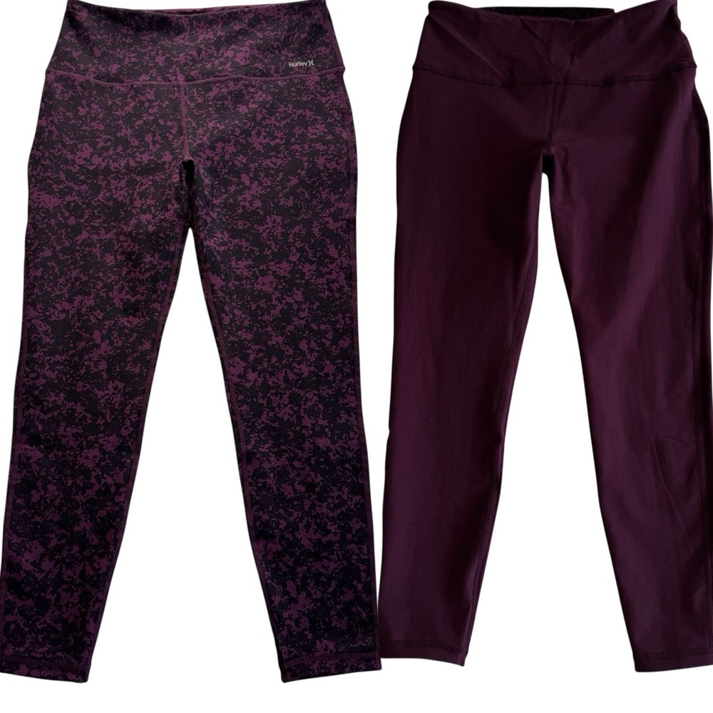 Hurley Potent Purple‎ Black Reversible Leggings NEW Size L